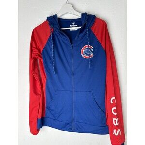 Chicago Cubs Full-Zip Hoodie Women's Fanatics Royal/Red  Script Sleeve Medium